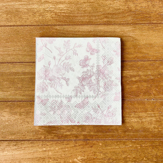Napkin | Pale Pink Floral Butterfly