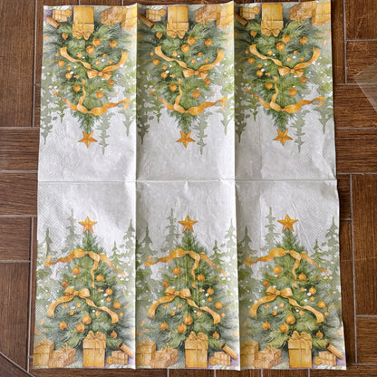 Napkin Bundle | Green & Gold Christmas Trees