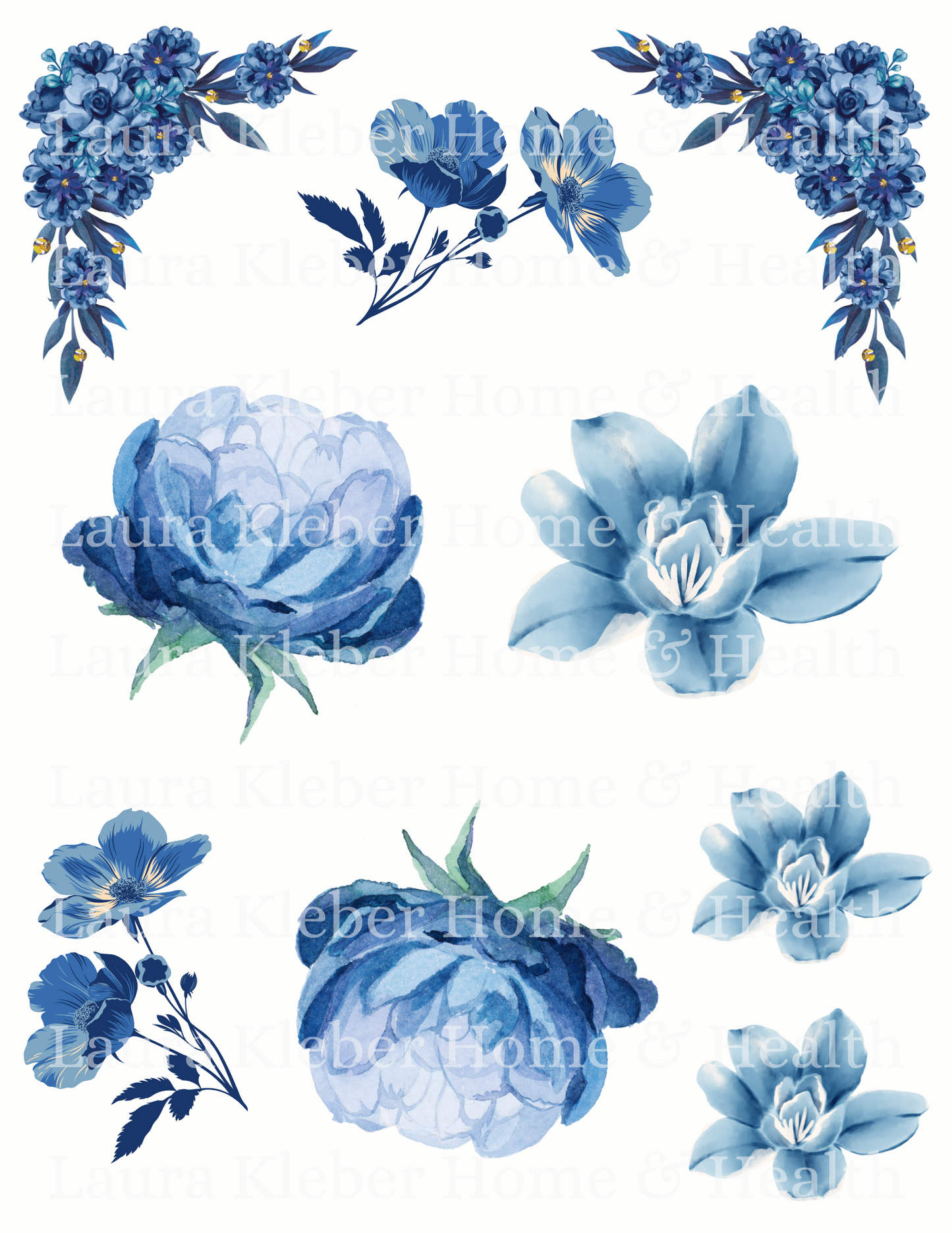 Decoupage Prints | Dark Blue Floral (Digital Download)