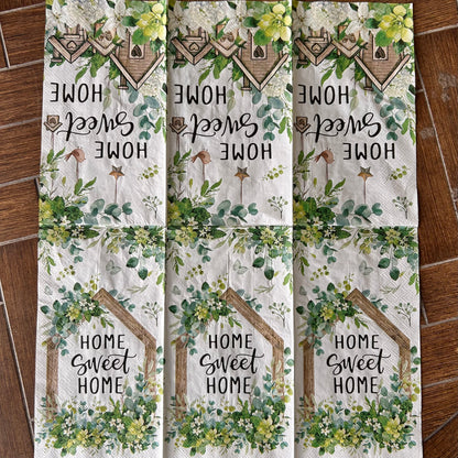 Napkin | Home Sweet Home in Green & White