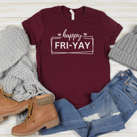 Happy Fri-Yay (White Font) - Unisex Jersey Short Sleeve Tee