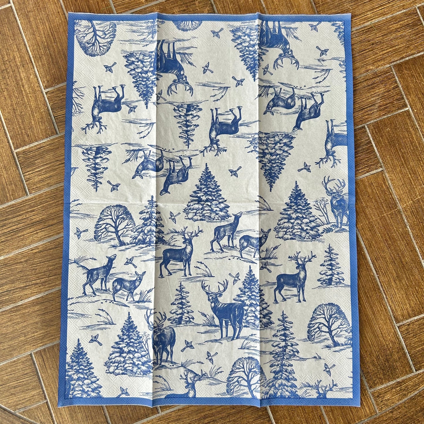 Napkin | Blue Reindeer Scene