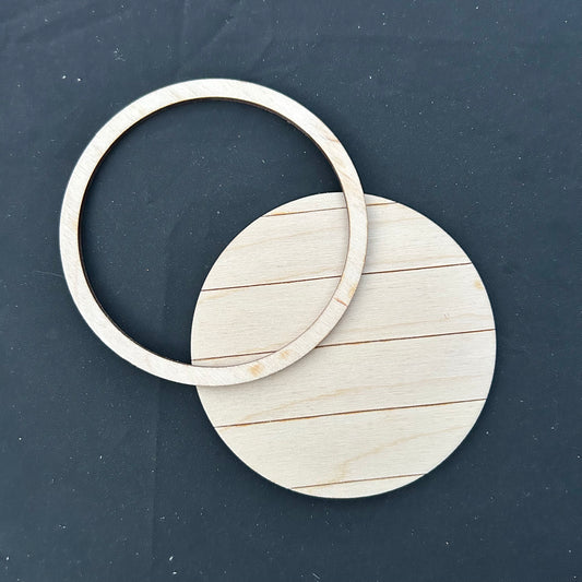 Wood Blanks- 4” Planked Round with Frame