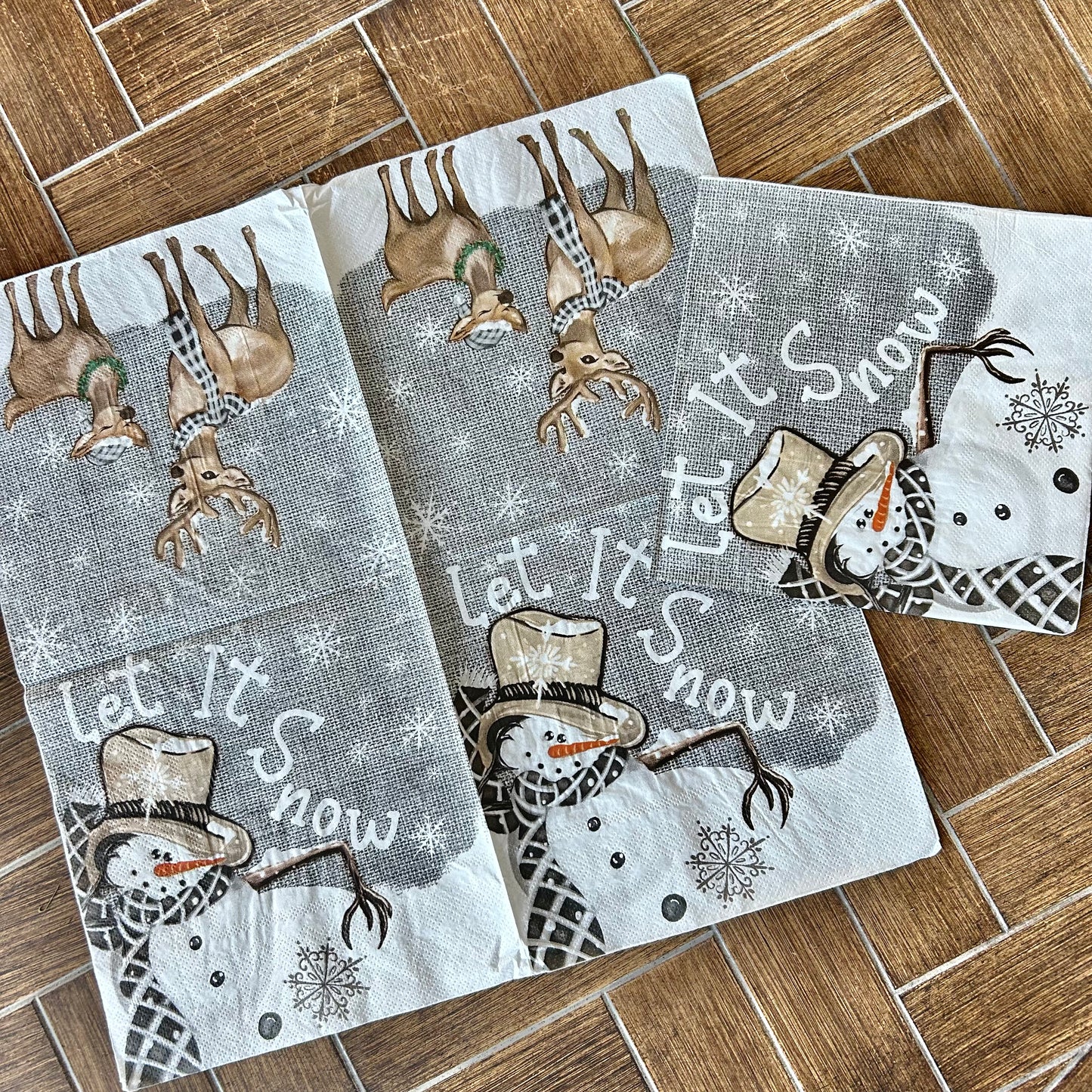 Napkin | Let It Snow Snowman Reindeer Combo