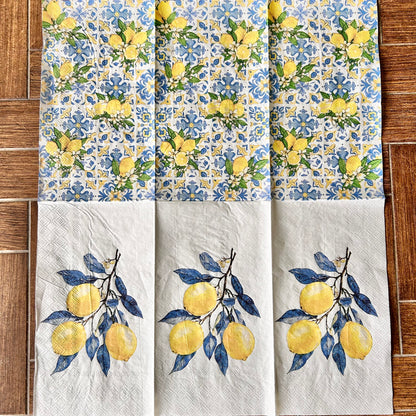 Napkin Bundle | Blue and Lemon