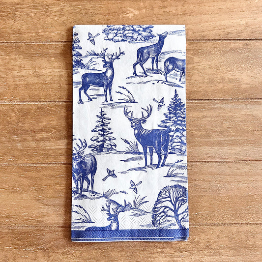 Napkin | Blue Reindeer Scene