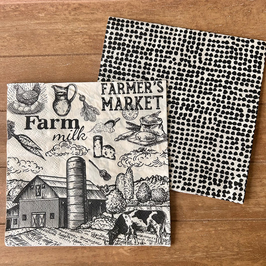Napkin Bundle | Black & Cream Farm