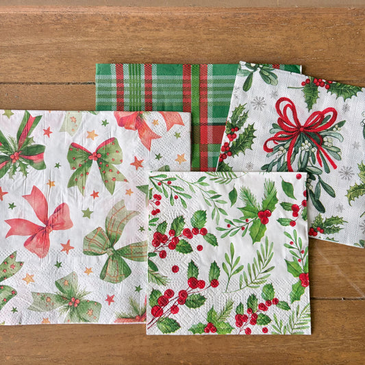 Napkin Bundle | Christmas Bows & Berries