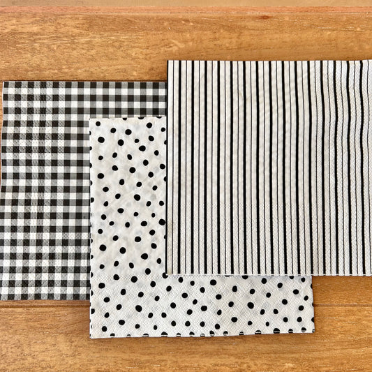 Napkin Bundle | Black & White Pattern Play