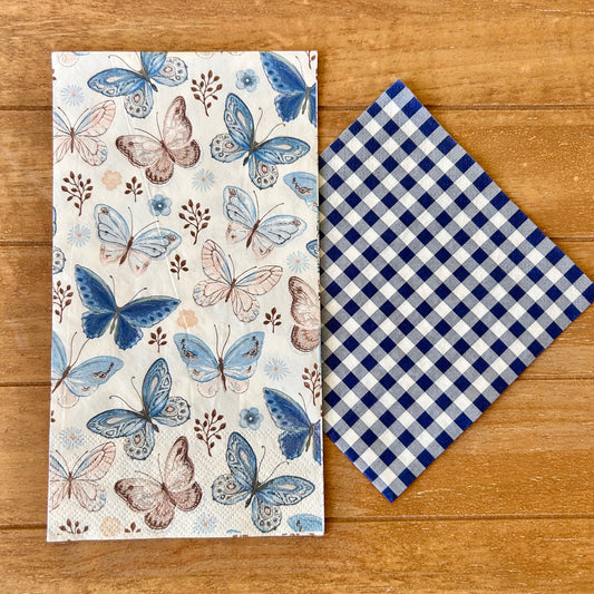 Napkin | Blue Butterflies & Gingham