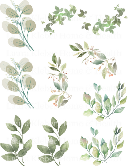 Digital Decoupage Prints | Green Leafy