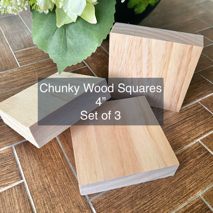 Chunky Wood Squares (4”/Set of 3)