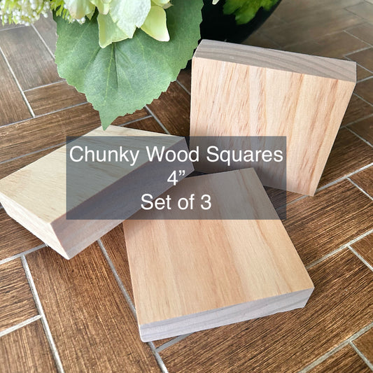 Chunky Wood Squares (4”/Set of 3)