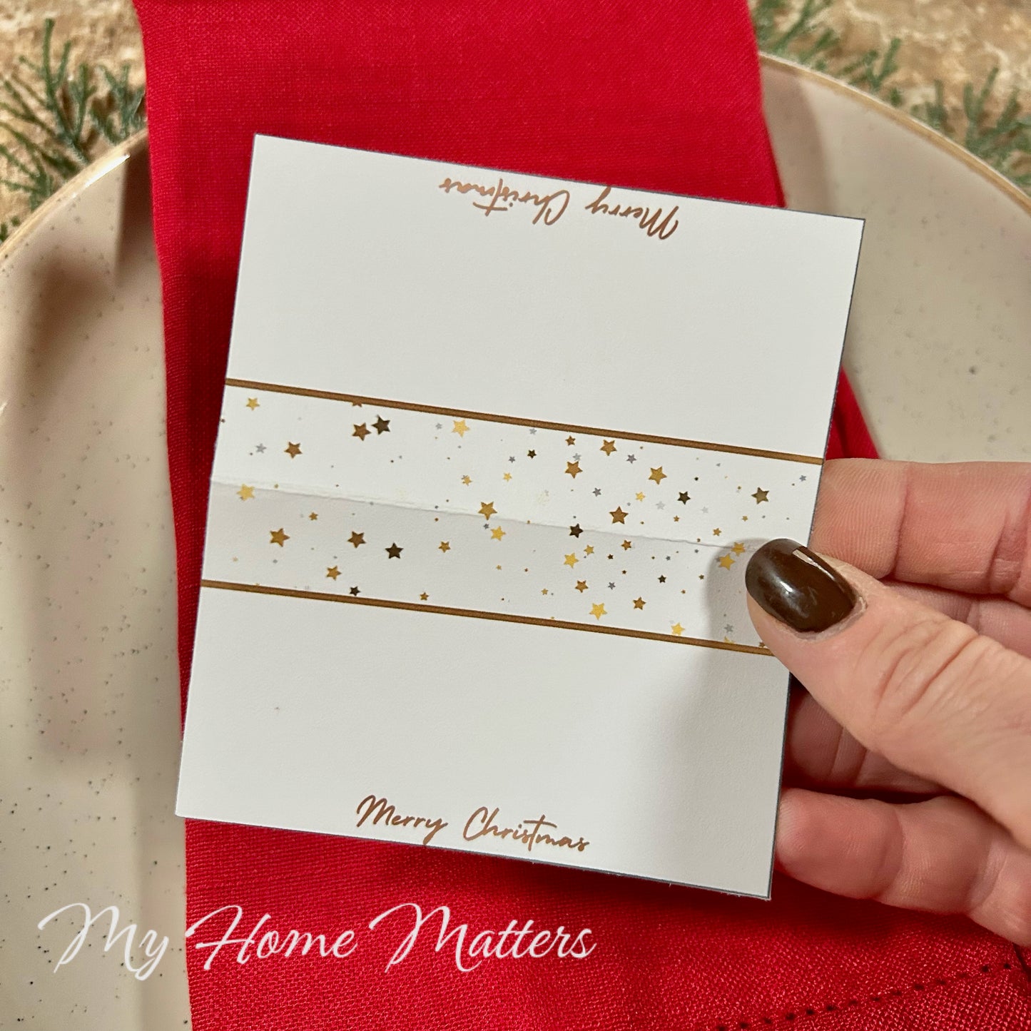 Digital Place Cards | Gold Merry Christmas