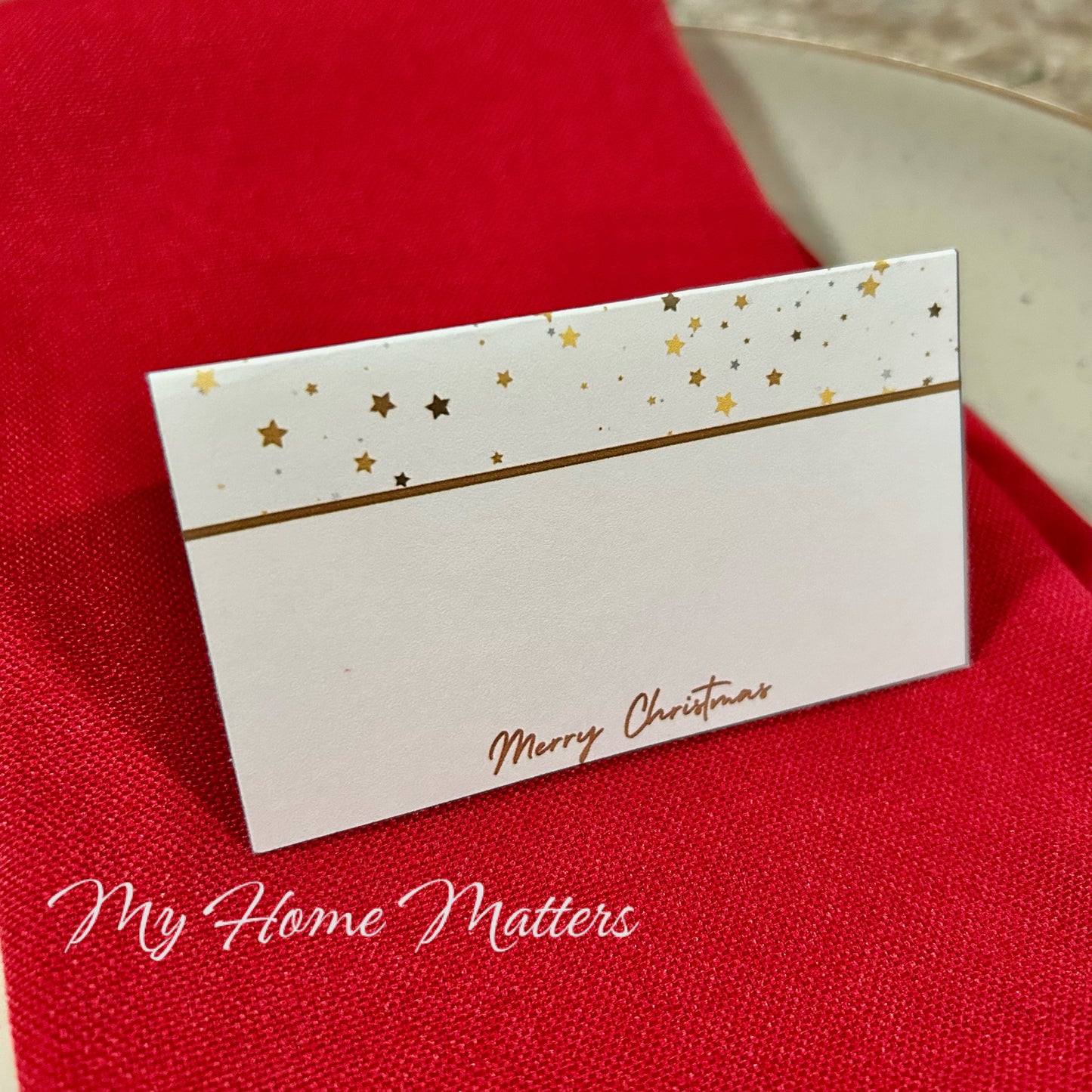 Digital Place Cards | Gold Merry Christmas