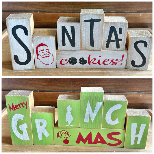 Reversible Mini Blocks | Grinch + Cookies for Santa
