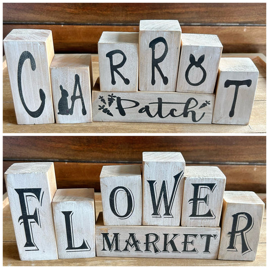 Reversible Mini Blocks | Flower Market + Carrot Patch