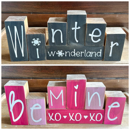 Finished Reversible Mini Blocks | Be Mine + Winter