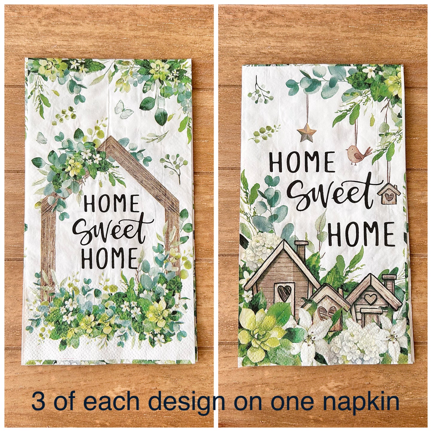 Napkin | Home Sweet Home in Green & White