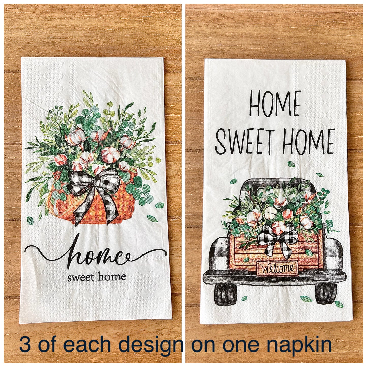 Napkin | Dual Print Home Sweet Home Black Gingham