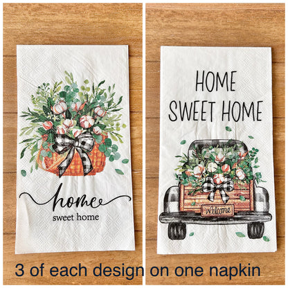 Napkin | Dual Print Home Sweet Home Black Gingham