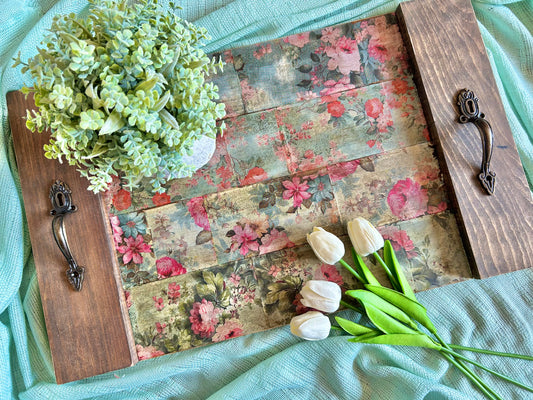Planked Tray | Vintage Florals