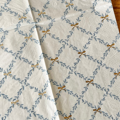 Napkin | Blue Criss Cross with Gold