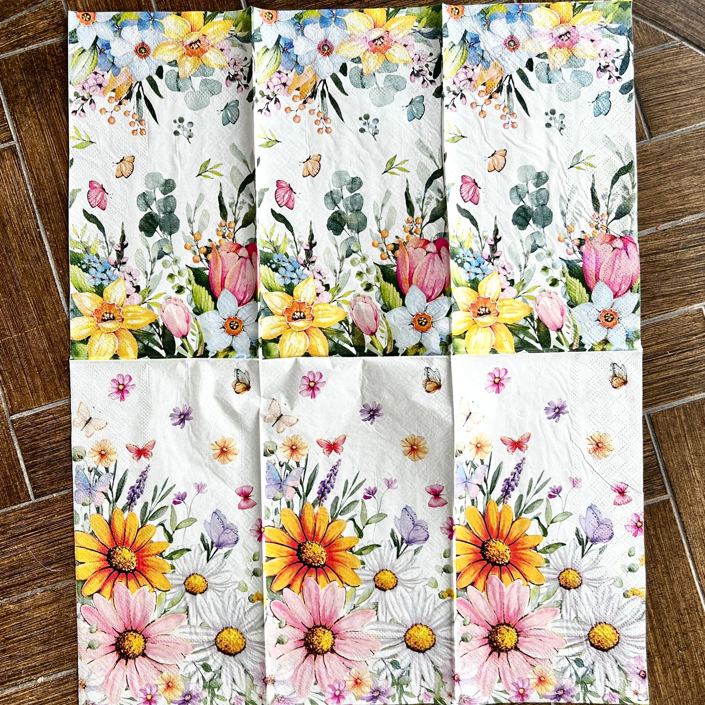 Napkin | Dual Print Bold Flowers and Butterflies