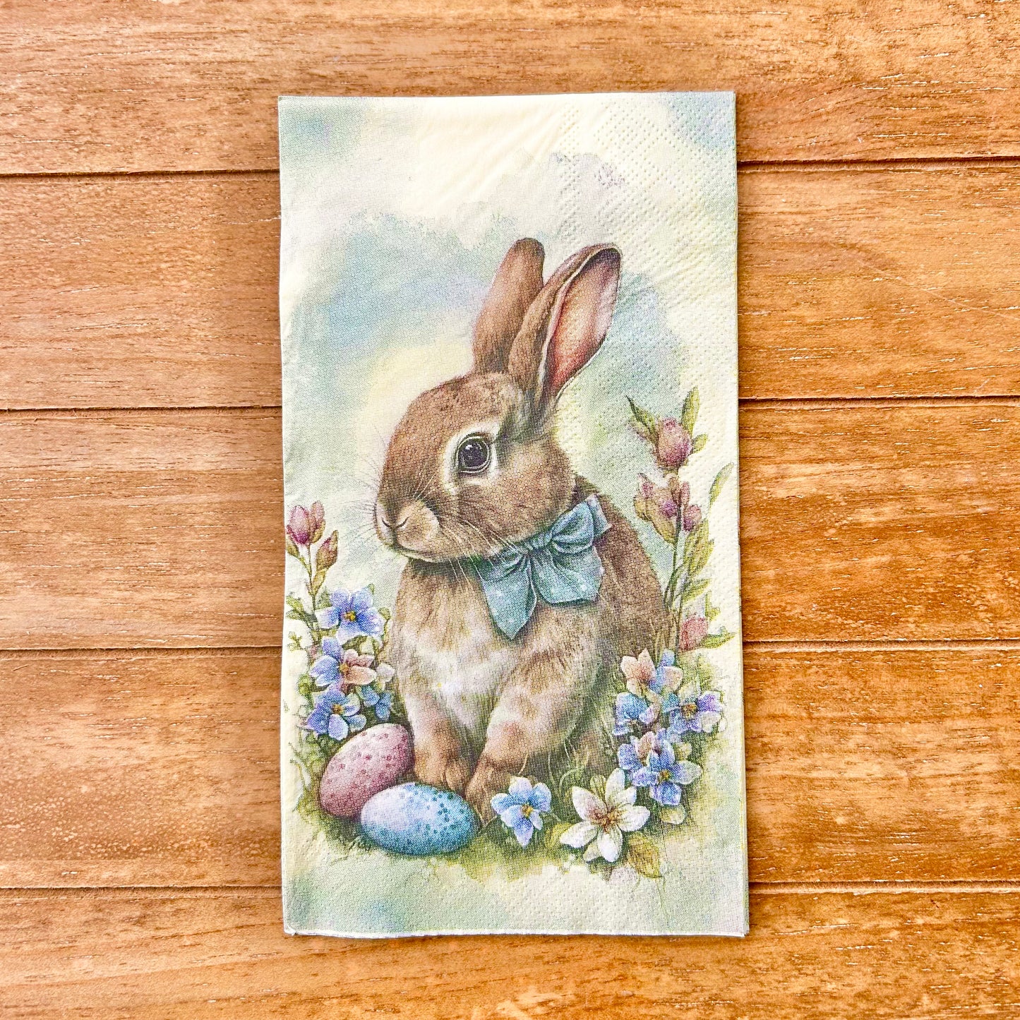 Napkin | Bunny in Soft Blues and Greens