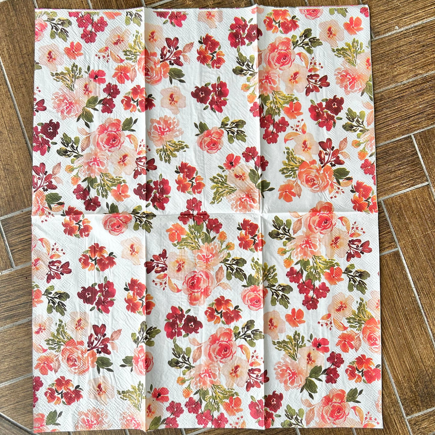 Napkin | Peach and Red Floral