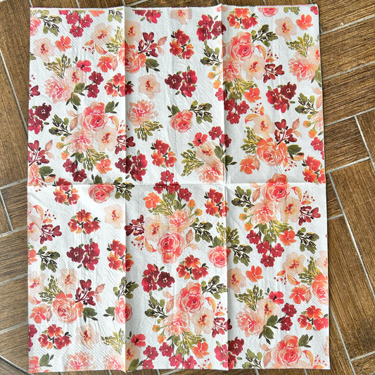 Napkin | Peach and Red Floral