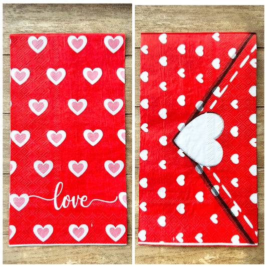Napkin | Dual Print Red Valentine Hearts
