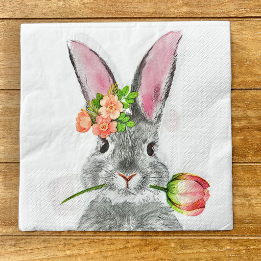 Napkin | Bunny with Tulip Flower