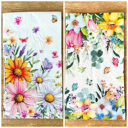 Napkin | Dual Print Bold Flowers and Butterflies