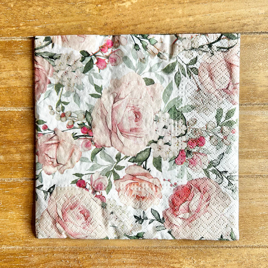 Napkin | Soft Pink Rose Floral