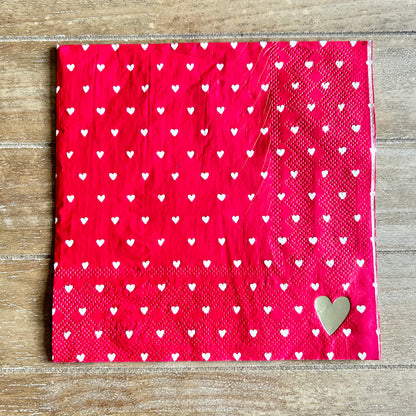 Napkin | Tiny Red and White Hearts