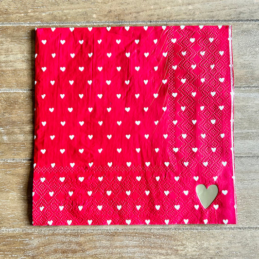 Napkin | Tiny Red and White Hearts