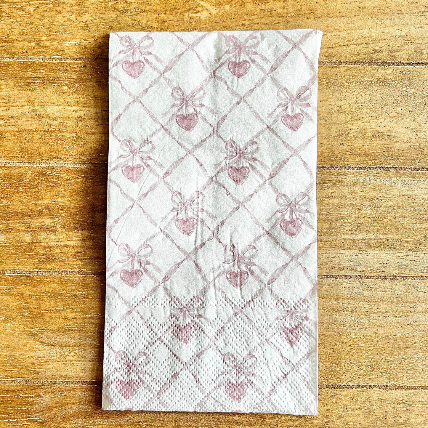 Napkin | Soft Pink Ribbons and Hearts
