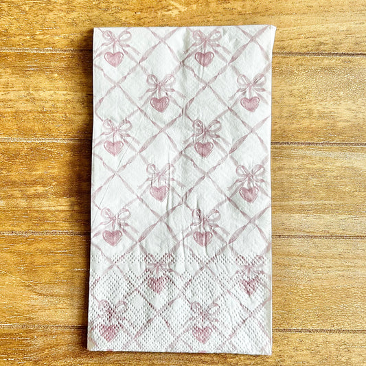 Napkin | Soft Pink Ribbons and Hearts