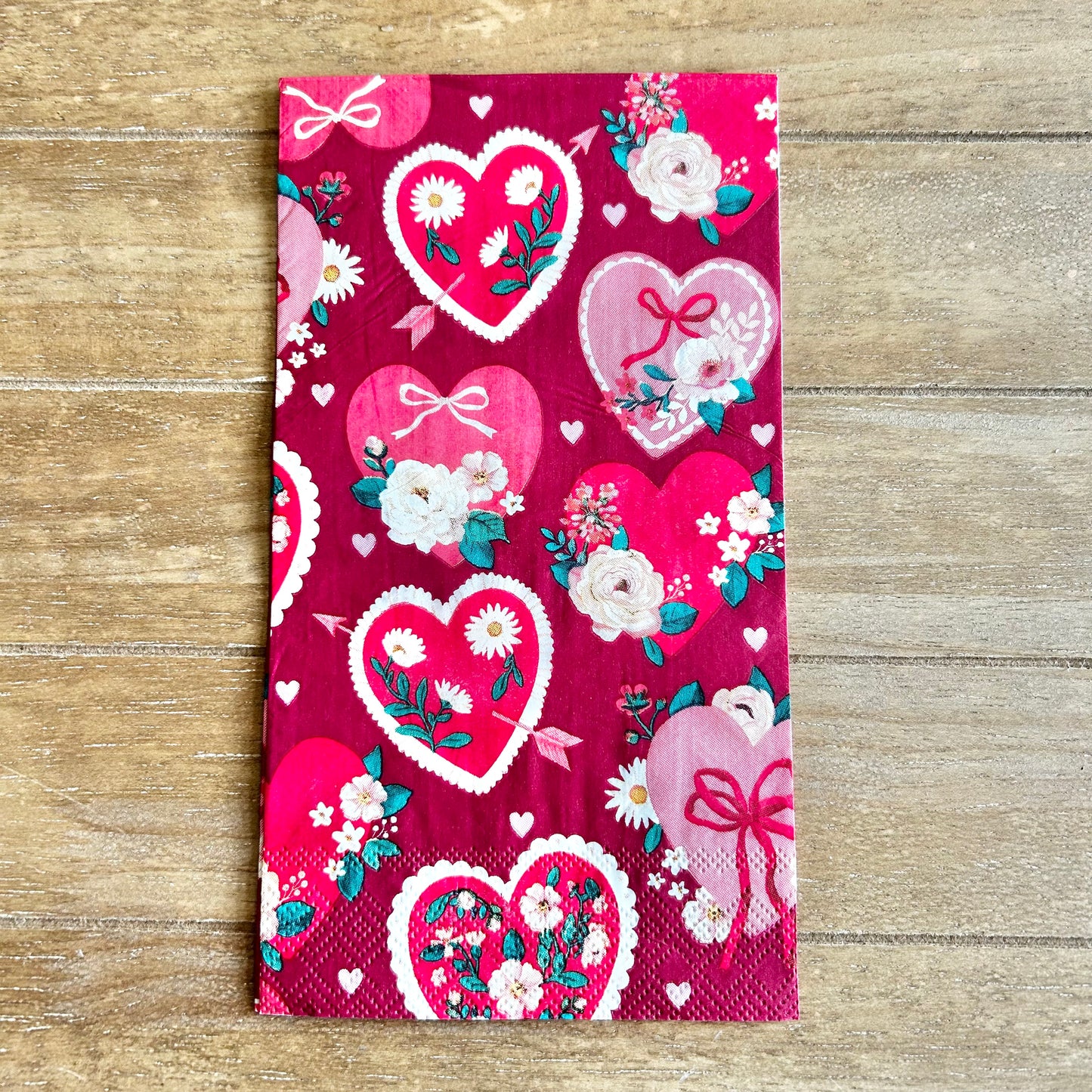 Napkin | Bold Red White and Pink Hearts