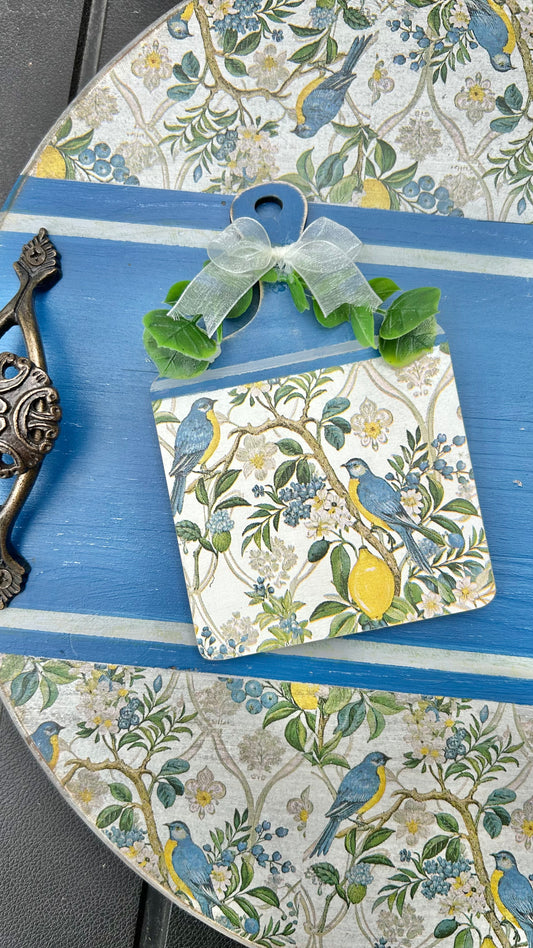 Mini Cutting Board | Blue Birds & Lemons