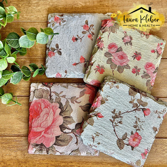 Slate Coasters | Pink Florals A