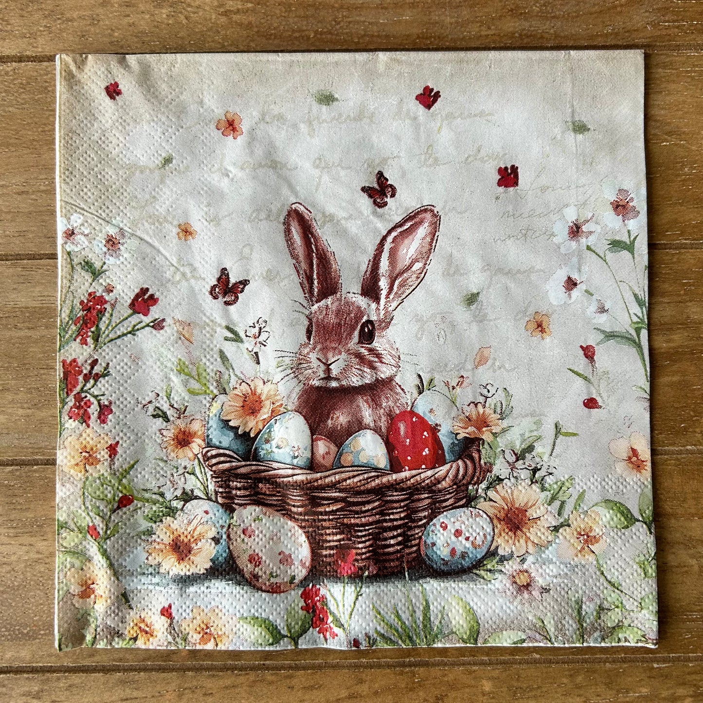 Napkin | Dual Print Bunny with Eggs