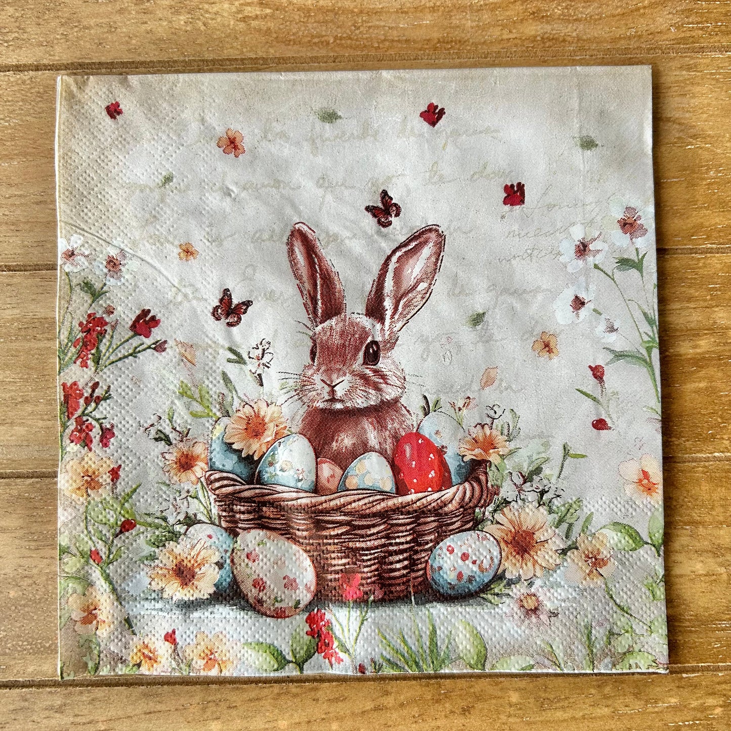 Napkin | Dual Print Bunny with Eggs