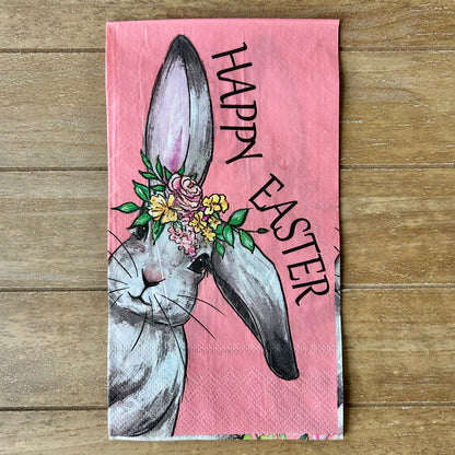Napkin | Dual Print Happy Easter Bunny on Pink