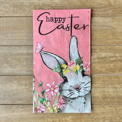 Napkin | Dual Print Happy Easter Bunny on Pink