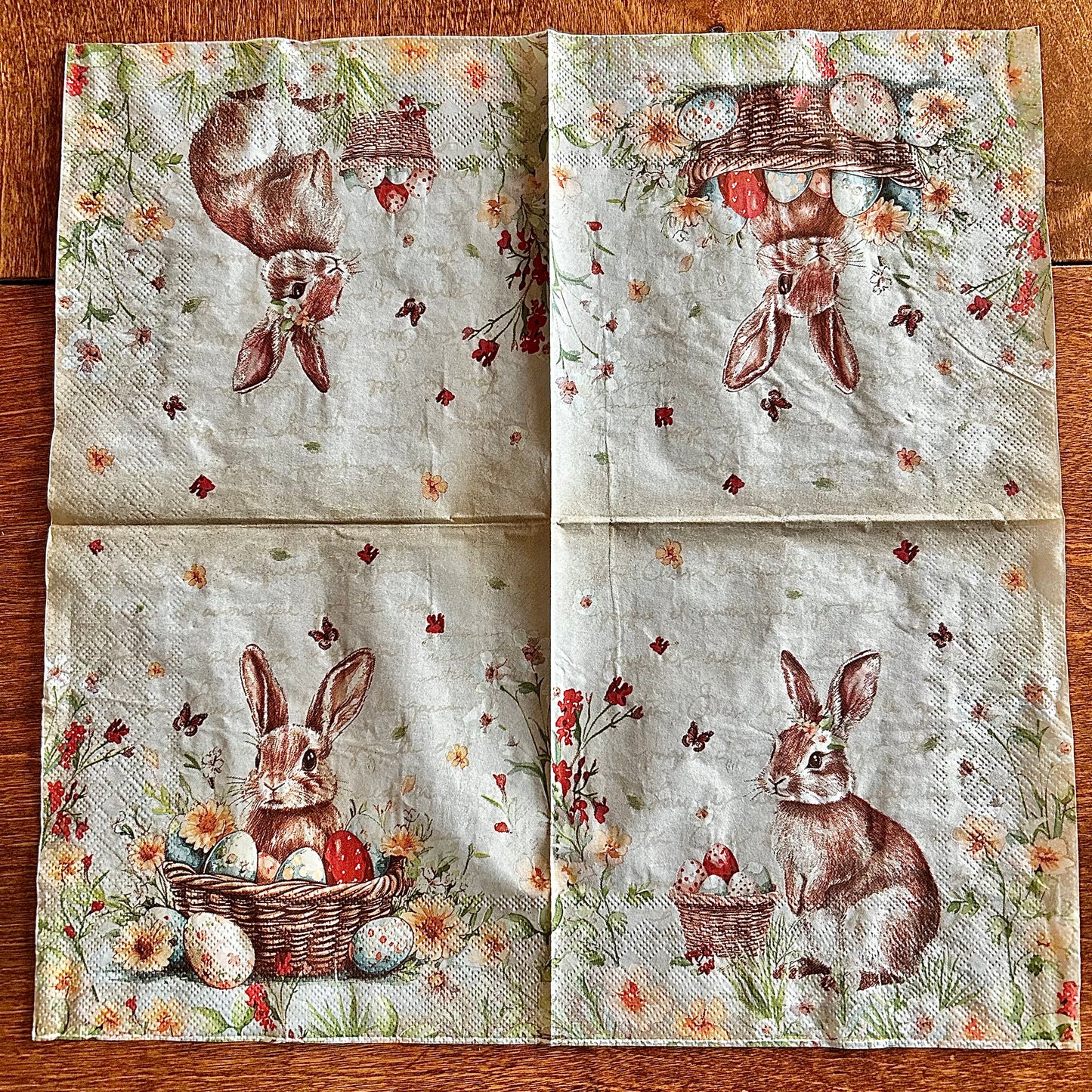 Napkin | Dual Print Bunny with Eggs