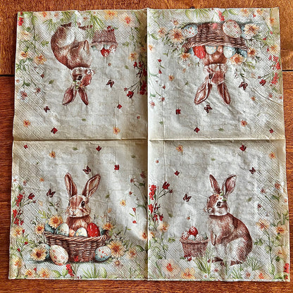 Napkin | Dual Print Bunny with Eggs