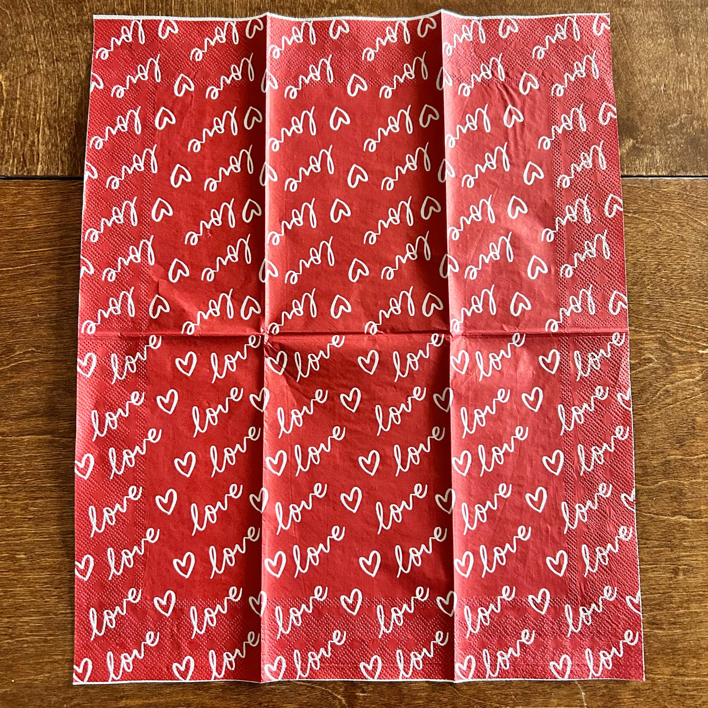 Napkin | Red and White Love Script