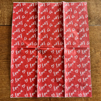 Napkin | Red and White Love Script